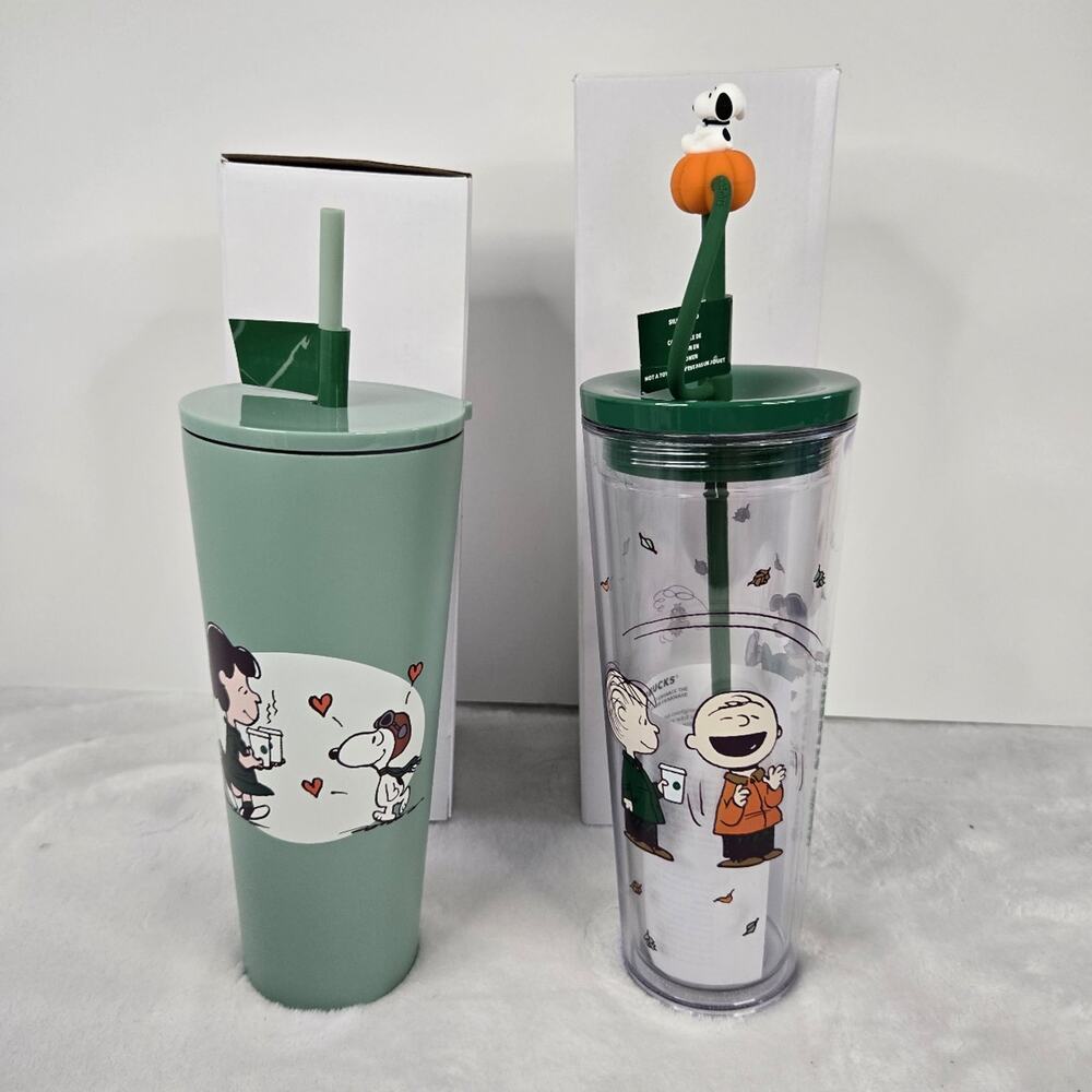 Starbucks x Peanuts 2026 Snoopy 24oz Stainless Steel & Cold Cup Set NIB